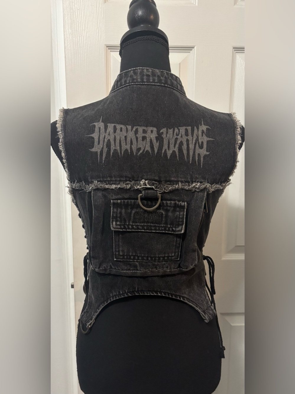 NWT Dolls Kill / Darker Wavs Downbeat Distressed Vest - Picture 2 of 6